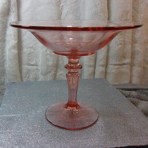 H-145 PINK DEPRESSION GLASS FOOTED COMPOTE, CANDY DISH